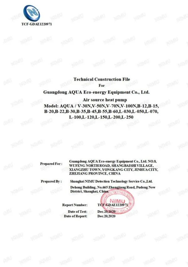 AQUA Swimming Pool Equipment  Heat Pump TCF-GDAE